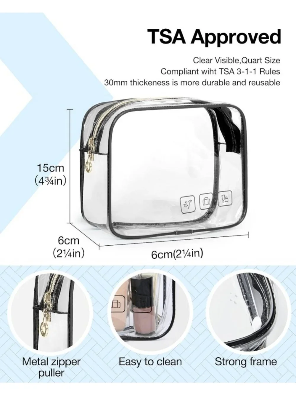 Hanging Travel Toiletry & Makeup Organizer with TSA-Approved Clear Bag - Medium